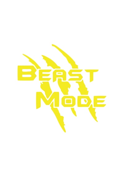 Beast Mode Sticker 17x17 Cm Sarı