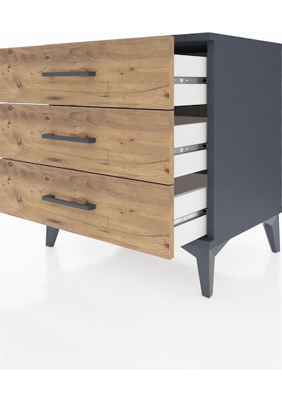 Hyperion Komodin 3 Çekmeceli 60x44x64 Antrasit-çam Antrasit
