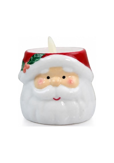 Yılbaşı Pilli Mum Noel Baba Beyaz 10 Cm