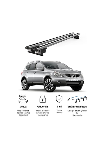 Venüs Nissan Qashqai +2 2008-2013 Uyumlu Gri Ara Atkı Port Bagaj Tavan Barı