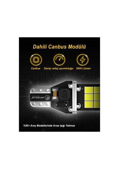 T15 Led Araç Geri Vites Ampulü, W16w 921, Canbus Uyumlu, Beyaz