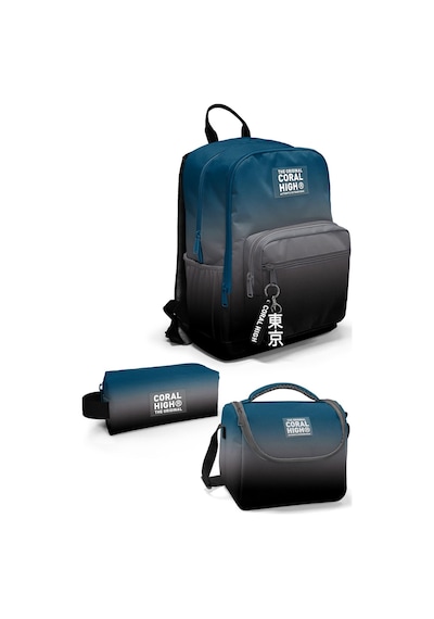 Coral High Nefti Gri Renk Geçişli 3 Lü Okul Çanta Seti Set0123642
