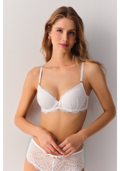 Suwen Lace Deluxe Dantelli Balkonet Sütyen Sw4058101 Beyaz