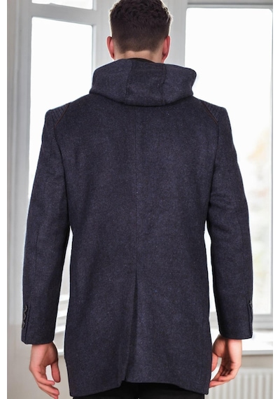 Plt9335 Dewberry Erkek Palto-diagonal Siyah-mavi Diagonal Siyah-mavi