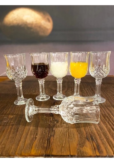 6'lı Larin Kahve Yanı Su Bardağı Şeffaf Renk Royaleks-70682 Çok Renkli
