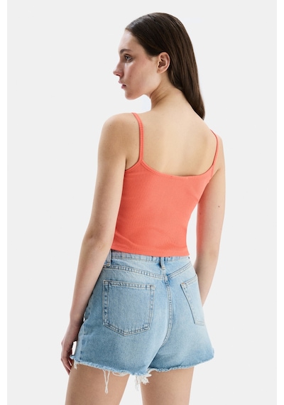 Ucla Rhodes Pembe Askılı Nakışlı Kadın Crop Pembe