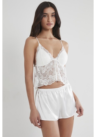 Pierre Cardin Saten Dantelli Şort - Babydoll Takım - 450 001