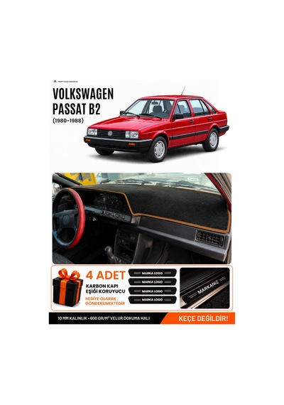 Volkswagen Passat B2 1980-1988 Uyumlu Torpido Örtüsü, Torpido Kılıfı - Siyah Kahverengi