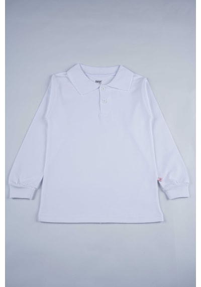 Miniko Kids Kısa Kol Polo Yaka Beyaz Lakos Okul Tişörtü Beyaz