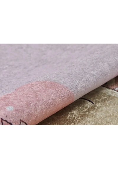 Bespoky Kareli Modern Halısı Dijital Baskı Kaymaz Pembe - Pudra Pembe - Hlnc042