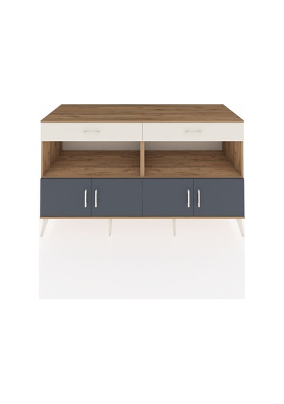 Kronos Konsol 2 Raflı 2 Çekmeceli 4 Kapaklı 176x59x99 Çam-antrasi Çam-antrasit/aytaşı