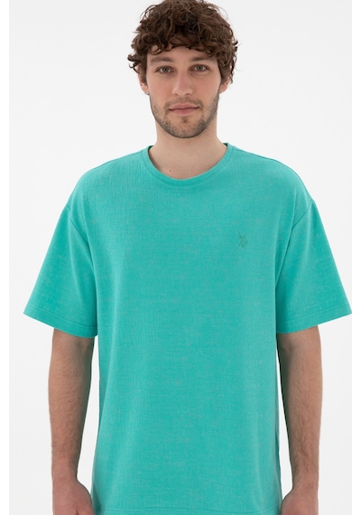 U.S. Polo Assn. Erkek Comfort Fit Bisiklet Yaka Mint Jakarlı İnterlok Tişört 50308448-VR090 U.S. Polo Assn. Erkek Comfort Fit Bisiklet Yaka Mint Jakarlı İnterlok Tişört 50308448-VR090