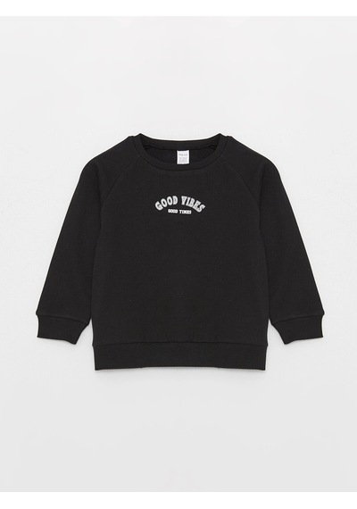 LC Waikiki Lcw Baby Siyah Bisiklet Yaka Uzun Kollu Baskılı Erkek Bebek Sweatshirt