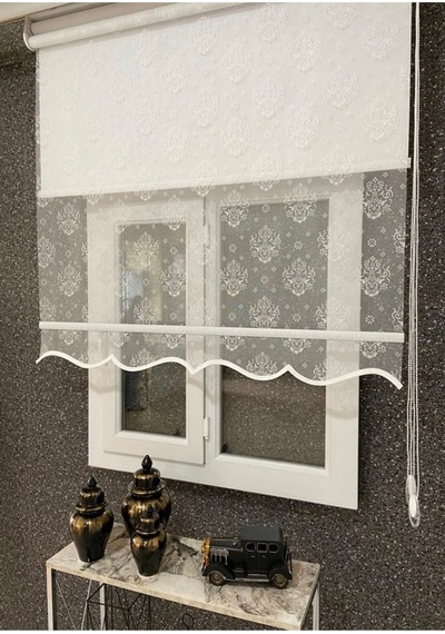 Beyaz Renk Çift Mekanizmalı Tül Ve Stor Zebra Perde Kırık Beyaz - 97209528 Kırık Beyaz