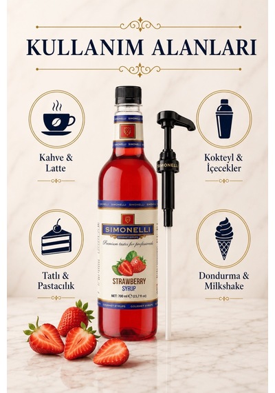Simonelli Çi̇lek Kahve Şurubu 700 ML + Pompa