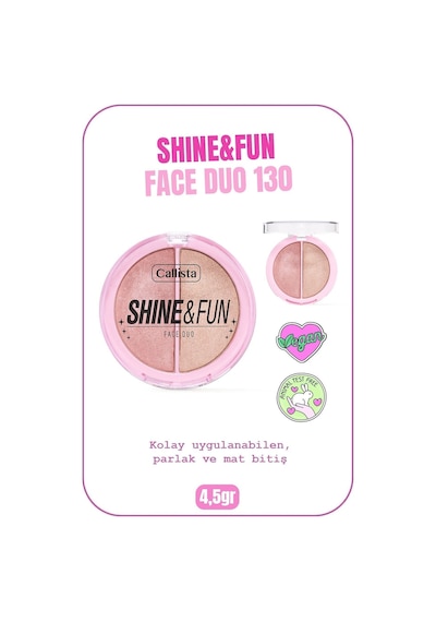 Callista Shine & Fun Face Duo Toz Allık Ve Aydınlatıcı Palet - 130 Shine Squad