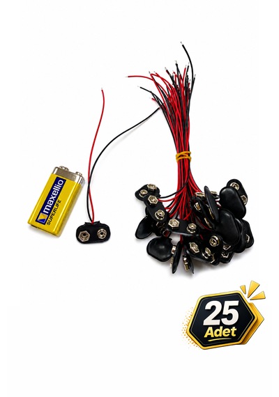 Pil Soketi 9v Pil Başlığı Bağlantı Kablosu Jack Battery Connector 25 Adet