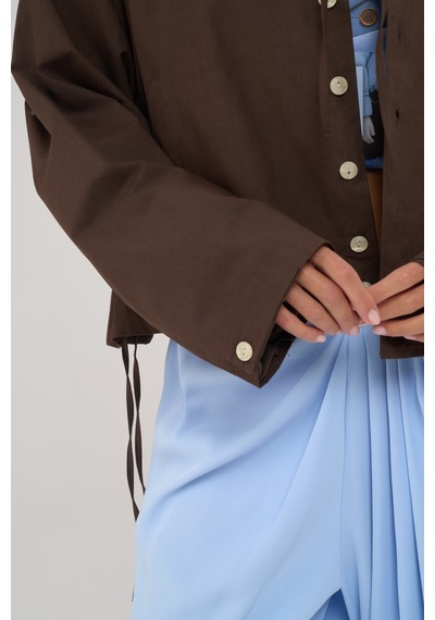 Mai Collection Liora Düğmeli Kahve Bomber Ceket