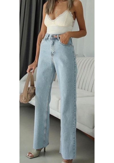 Lavajeans Mery 90's Buz Mavi Kar Yıkama Mavi Likralı Süper Extra Yüksek Bel Lavajeans Salaş Jean Pantolon Mavi02 Mavi