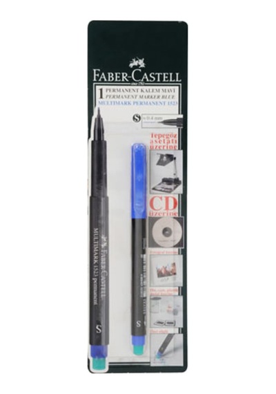 Faber Castell 1 Permanent Kalem Mavi Renk - 6 Adet Tarı