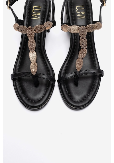 Luvishoes Serona Siyah Hakiki Deri Tokalı Kadın Kalın Topuklu Sandalet