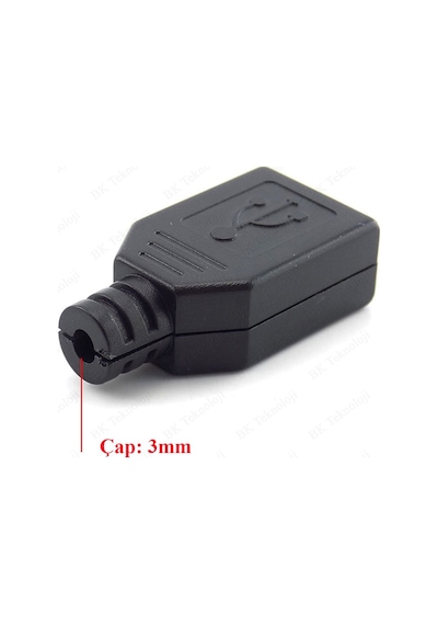 Plastik Muhafazalı Lehim Tipi 4 Pin USB Dişi Konnektör