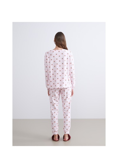 Lcw Young Pembe Bisiklet Yaka Yılbaşı Temalı Kadın Pijama Takımı
