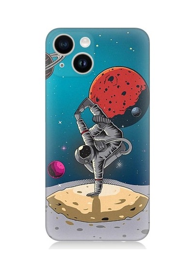 Apple Uyumlu iPhone 14 Plus Break Dans Yapan Astronot Desenli Silikon Kılıf