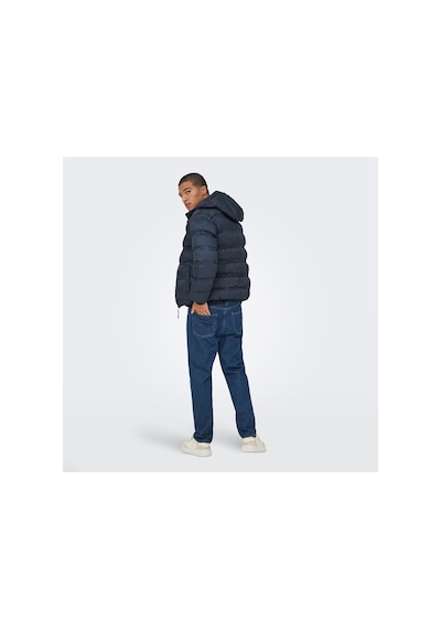 Only & Sons Only&sons Union Seamless Life Puffer Erkek Lacivert Kapüşonlu Mont