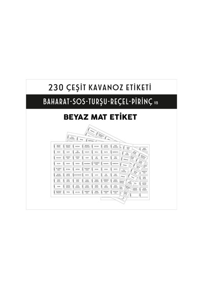 Parti Tasarla 230 Çeşit Beyaz Folyo Kavanoz Ve Baharatlık Etiketi - Dayanıklı Ve Su Geçirmez