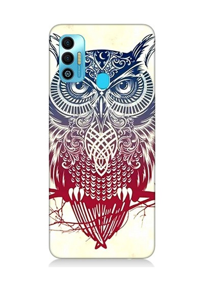 Tecno Spark 7t Uyumlu Silikon Kılıf Mistik Tribal Baykuş