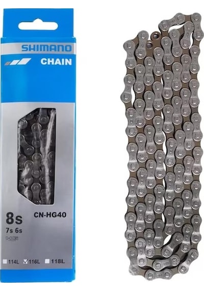 SHIMANO CN-HG40 116 BAKLA BİSİKLET ZİNCİRİ  6/7/8 VİTES UYUMLU - Gri