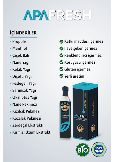 Apayrı Yaşam Apafresh Nane ve Kozalak Pekmezi İçeren Bitkisel Karışım 500 ML