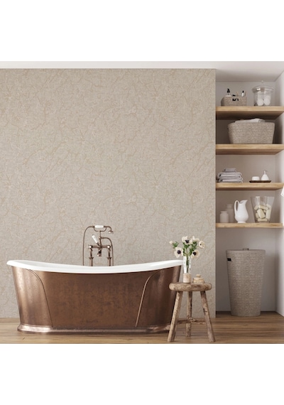 Adawall Düz Desen Duvar Kağıdı Rococo 1406-3/15, Bej, 1.06x15.6m - 16.5m²
