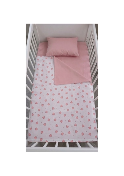% 100 Pamuk Pembe Kalpli Bebek Nevresim Takımı - Bebek Uyku Seti