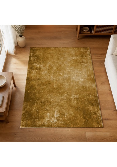 Kartela Halı Grunge Halı Kaymaz Taban Makinede Yıkanabilir Halı Hardal Sarısı - 120 X 180 Cm