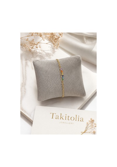 Sinor Altın Renkli Baget Zirkon Taşlı Modern Zincir Şık Premium Kadın Gold Bileklik