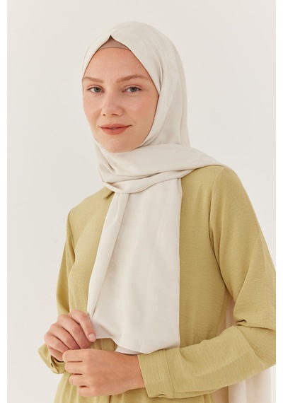 Mirsoy Scarf Kazayağı Desen İpeksi Jakar Şal - Krem Krem