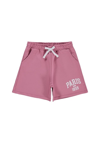 Civil Girls Paris Baskılı 6-9 Yaş Şort - Pembe Gülkurusu