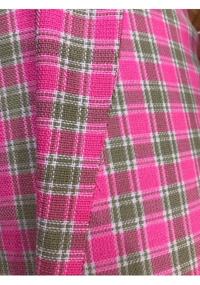 Ekoseli Pembe Kumaş 1,40x33,45 Metre