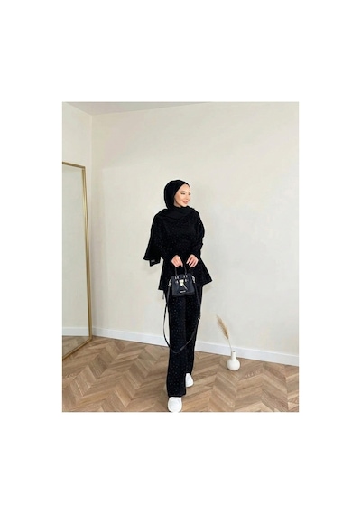 Unika Boutique Taşlı Yandan Bağlamalı Takım Siyah