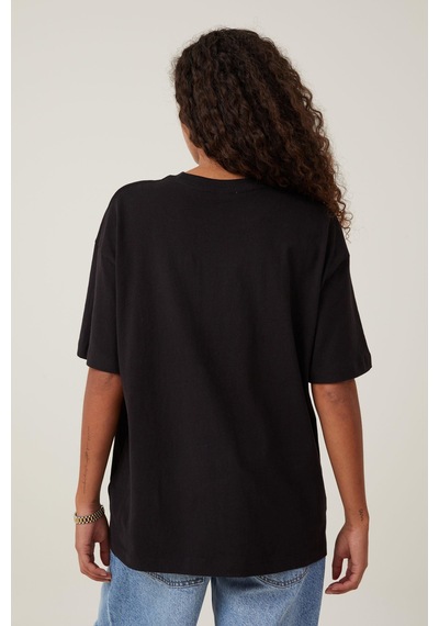 Seeh Siyah Kısa Kollu Oversize Basic Kadın T-shirt Sh281
