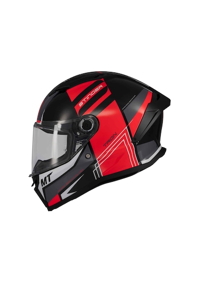 Mt Stinger 2 Tron B15 Parlak Kapalı Kask Siyah - Beyaz - Kırmızı