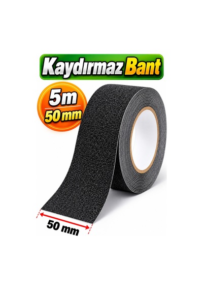5 Cm X 5 Metre Yapışkanlı Kaydırmaz Bant Siyah Zemin Merdiven Yer Kaymaz Bant