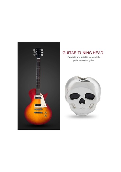 Gümüş Krom Kuru Kafa Gitar Akort Burgu Kulakçığı Başlığı 6'lı Set