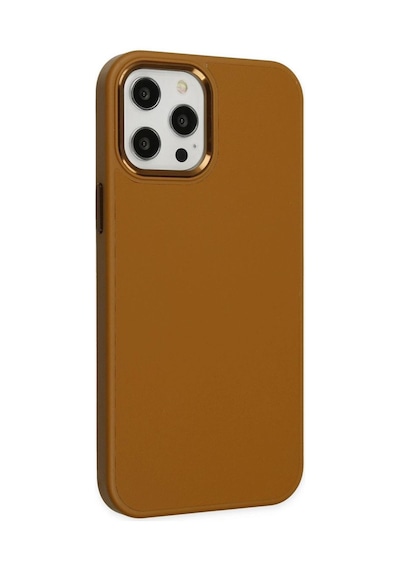 Apple İphone 12 Pro Max Kılıf Asya Deri Silikon - Kahverengi Çok Renkli