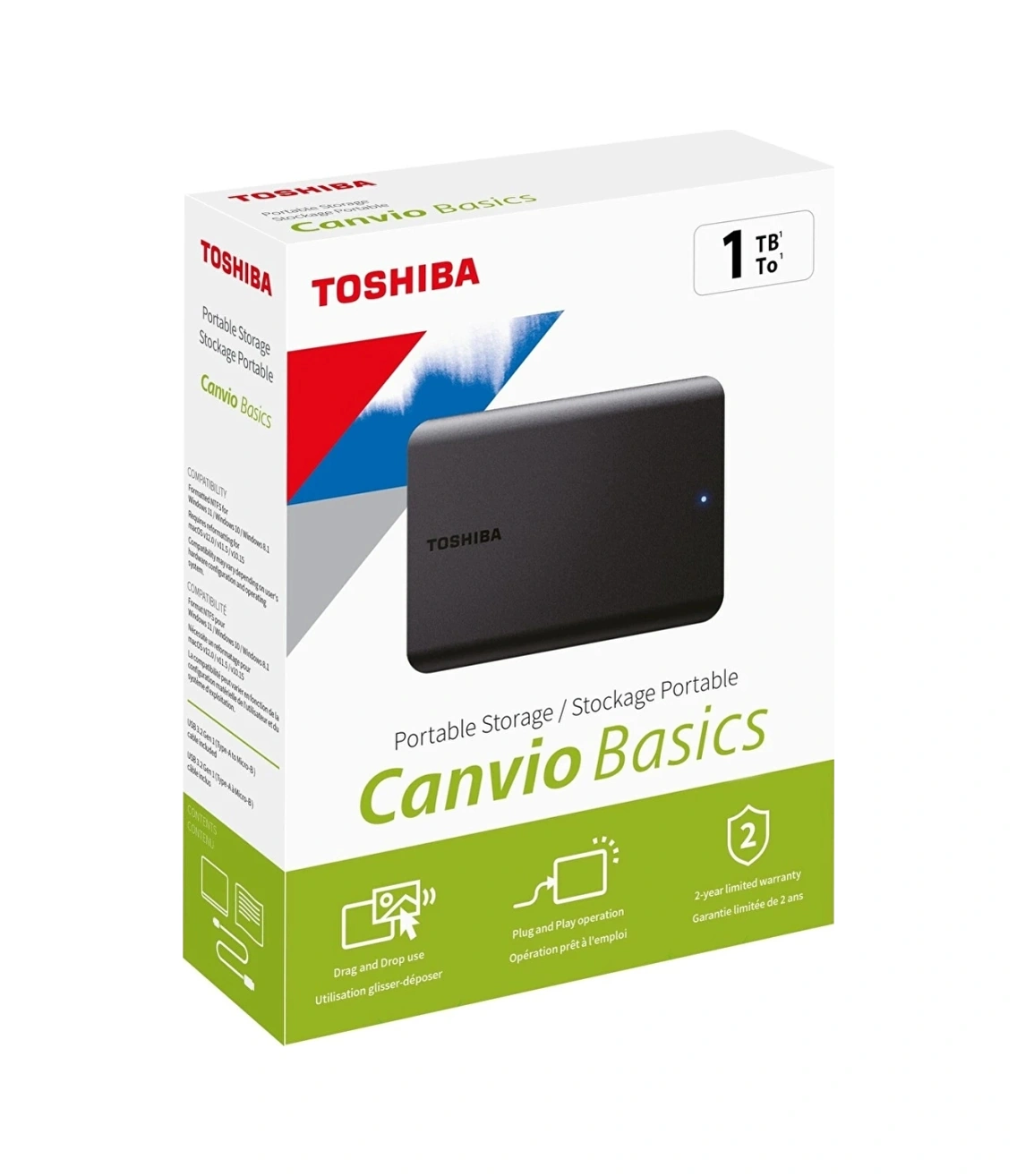 Toshıba Hdtb510ek3aa, Canvio Basic, 1tb, 2.5" Usb 3.2, Taşınabilir, Harici Hdd, Black