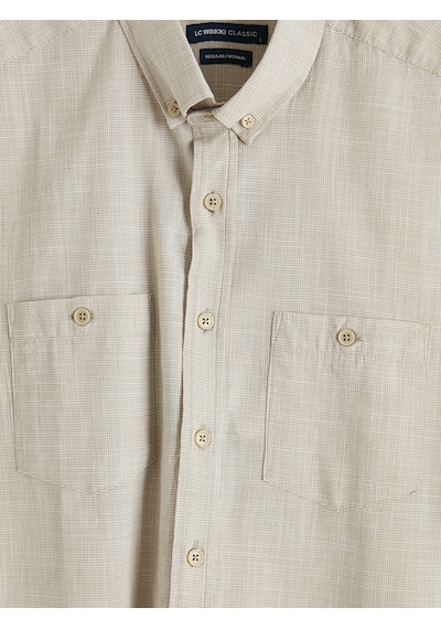 Lcwaıkıkı Classic Bej Regular Fit Erkek Keten Görünümlü Gömlek