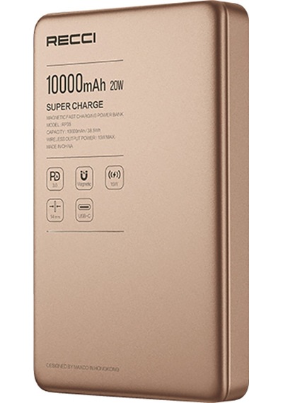 Recci RP35 PD 20W Led Göstergeli Hızlı Şarj Özellikli Wireless 15W 10000 mAh Powerbank