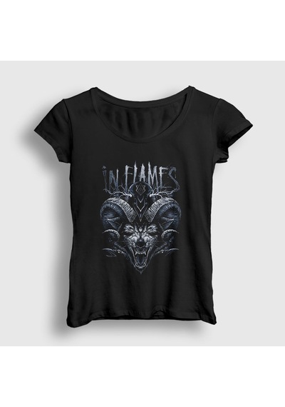 Presmono Kadın Wild In Flames T-shirt Siyah